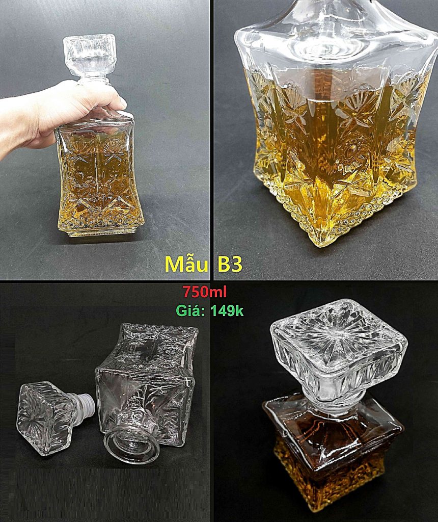Chai Đựng Rượu Đẹp 750ML Thủy Tinh cao cấp - sanphambanchay
