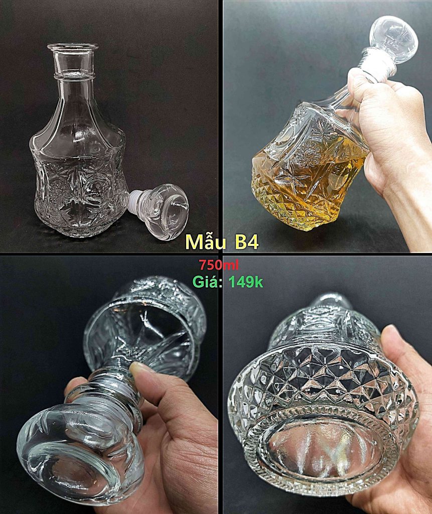 Chai Đựng Rượu Đẹp 750ML Thủy Tinh cao cấp - sanphambanchay