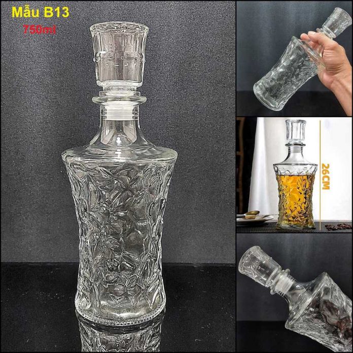 Chai Đựng Rượu Đẹp 750ML thủy tinh cao cấp