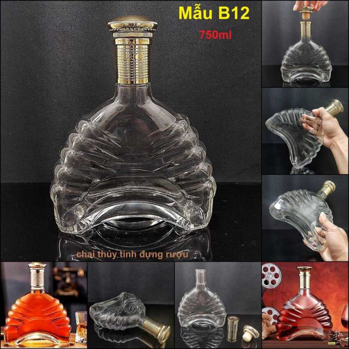 Chai Đựng Rượu Đẹp 750ML thủy tinh cao cấp