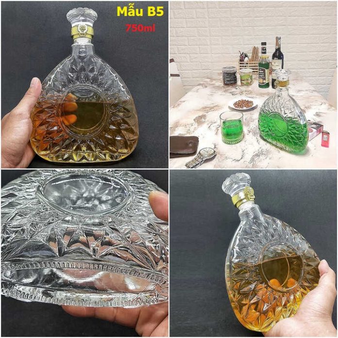 Chai Đựng Rượu Đẹp 750ML thủy tinh cao cấp