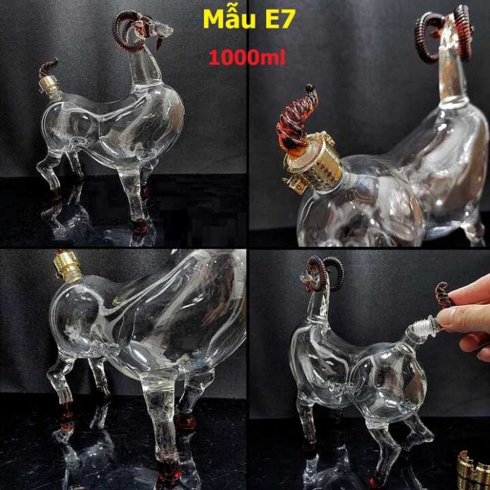 Chai rượu thủy tinh 1 lít cao cấp mẫu Con Dê