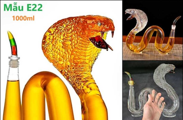 Chai Thủy Tinh Đựng Rượu 1 Lít mẫu con rắn (tỵ) – Vỏ Chai Rượu Đẹp 12 Con Giáp – Chai Đựng Rượu 1000ML làm quà tặng (E22)
